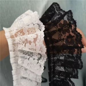 6CM Wide HOT Embroidery White Black 3D Flower Lace FabricTrim Ribbon DIY Sewing Applique Collar Dress Wedding Guipure Decor 2M