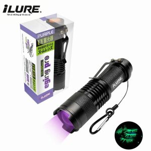 ILURE Đèn Pin UV LED Đèn Pin Tia Cực Tím Có Thể Phóng To 395nm Mini Tia Cực Tím Cho Mồi Câu Cá Mực Jigs Công Cụ Phát Hiện
