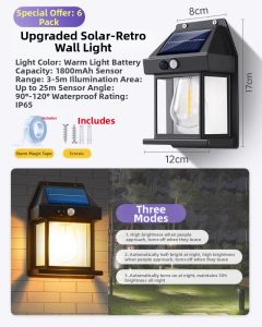 SUIYI | Outdoor Waterproof Solar Wall Light with Motion Sensor