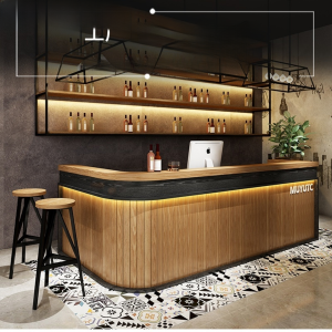 Retro Bar Counter Desk Restaurant Front Desk Multi-Functional Density Board Fiber Board Commercial Front Counter Desk