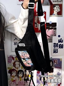 Cute Multi-layer Little Girl Heart Crossbody Pain Bag Anime Themed Transparent Solid Color Chest Bag Soft Macaron Style Leisure