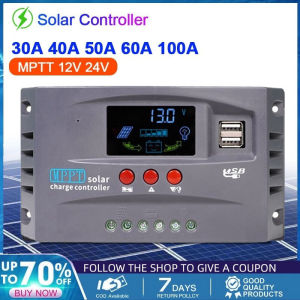 100A/60A/50A/40A/30A MPPT Solar Charge Controller Dual USB LCD Display Auto Solar Cell Panel Charger Regulator