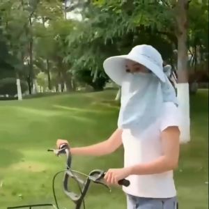 WD Topi Visor Lipat Wanita Anti UV Lebar / Topi Cadar Penutup Wajah / Topi Pantai Cadar Lebar