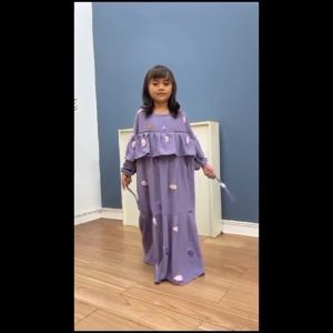Gamis crinkle airflow pompom gamis anak perempuan 3-8 tahun