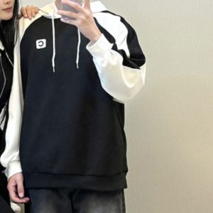Couple Wear Spring and Autumn Hooded Sweatshirt One-Piece Dress Contrast Color Niche Design 2024 New Arrival Trendy Fancy
