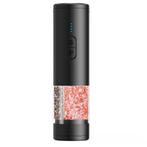Electric Automatic 2-in-1 Pepper Salt Grinder Dual Chamber with Separate Grinding Heads USB Adjustable Mill for Kitchen Cooking