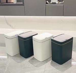 15L Smart Sensor Touchless Trash Can - Auto Open/Close Lightweight Waste Bin for Home Bathroom Office