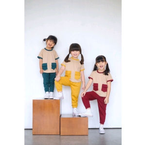Setelan kaos anak laki perempua Nano kambinasi dan hoodie retoro bahan baby terry / Playset Baju anak cewecowo