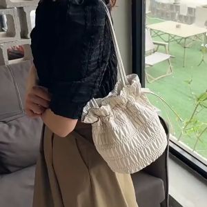 Baggie (Ready Stock) Women Mini Bucket Bag Drawstring Handbag Summer Travel Casual Fashion Simple Niche Shoulder Bags