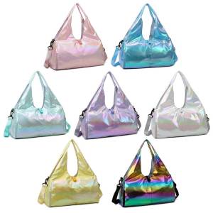 Mireille กระเป๋าสะพายข้างเต้นรำผู้หญิงความจุขนาดใหญ่กระเป๋ากระเป๋าหนังสือมุกกันน้ำมีช่องใส่รองเท้ากระเป๋าเรียบๆกลางแจ้ง