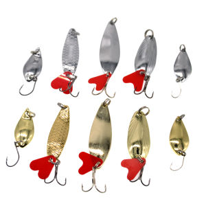 10pcs Fishing Spoon Bait Set Hard Metal Lures with Box for Saltwater and Freshwater Anglers