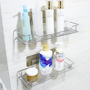 Rak Dinding Tempel Kamar Mandi Bahan Stainless Steel / Rak Toilet Gantung Tempel