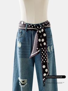 WEIAI | Elegant Polka Dot Long Scarf Belt Womens Decorative Skirt Tie Denim Waist Chain Korean Style Fashion Accessory Waist Rope
