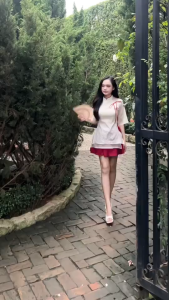 Set hán phục mặc Tết áo Voan thêu hoa 2 lớp đính nơ kèm chân váy Voan Tơ ngắn xếp ly 2 lớp