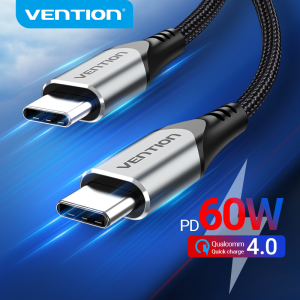 Vention 60W PD Cable USB Type C For Xiaomi iPhone 16 15 14 Macbook iPad Fast Charger USB C Quick Charging Data Cord for Samsung