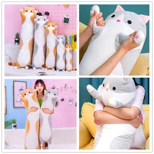 50-130cm Cat Pillow Super Soft Cute Long Kitten Plush Toy Office Nap Cartoon Sleep Cuddly Pillow
