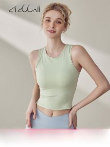 เสื้อกั๊กโยคะแขนกุดสำหรับผู้หญิงพร้อมแผ่นรองหน้าอก สายรัดคู่ วิ่งออกกำลังกาย ฤดูร้อน แฟชั่นสปอร์ต เสื้อผ้าออกกำลังกาย