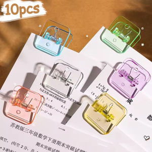 ตัวหนีบเครื่องเย็บเล่มแฟ้มใสคลิปหนีบกระดาษสี่เหลี่ยมน่ารัก10ชิ้นของ Polocat ที่จับหน้าดัชนีที่คั่นหนังสือสำนักงานวางแผน