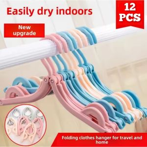 12PCS Hanger Gantungan Baju Lipat Portable Travel Jemuran Pakaian Sebarguna