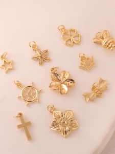 14K Gold Plated DIY Handmade Pendant Necklace Bracelet Accessories Ancient Gold Plating Small Charm Fashion Jewelry Supplies