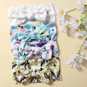 New 4-color Set Baby Printed Bow Headband Girls Soft Comfortable Hair Accessories Elastic Baby Headscarf