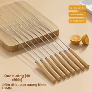 YOULE | Que Nướng Bằng Thép Không Gỉ Tay Cầm Gỗ Bền