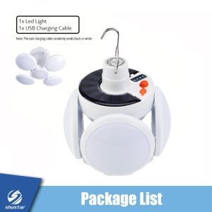 Solar/USB Rechargeable LED Bulb Light Outdoor Folding Light Portable Soccer Bulb Flashlight With Power Display