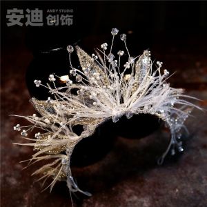Super Fairy Mori Style Feather Bridal Crown Headdress New New Arrival Classy Lace Embroidered Sequins Handmade Original Crown