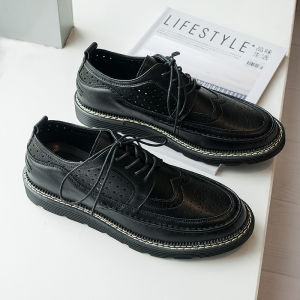 Leather Mens Shoes Autumn Winter Breathable Casual Brogue Carving Fashion Business British Style Leather Shoes for Men
