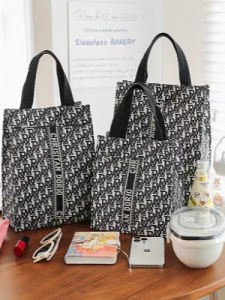 Korean Style Fashionable A4 Paper Canvas Handbag Large Capacity Lunch Box Bag for Working Women Outdoor Mommy Bag