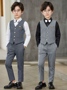 Boys Suit Vest Set Childrens Kindergarten Performance Costume British Style Flower Girl Dress Cotton Spring Autumn