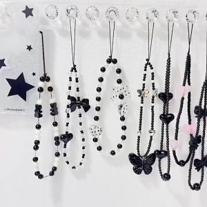 Raimondo Strap HP DIY Dekorasi Tas Headset Aksesori Rantai Ponsel Manik-manik Hati Pendek Kreatif Untuk Handphone