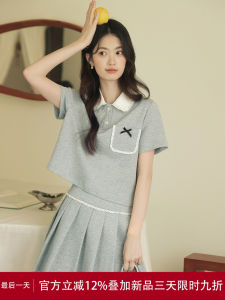 Bộ Đồ Thể Thao Thường Ngày Mới 2025 Của Ling Jiu Áo Thun Cổ Polo Thêu Và Chân Váy Chữ a Bộ Đồ Hai Mảnh Dành Cho Nữ