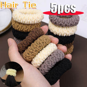 5pcs Ponytail Holders Hair Accessories Thick Cotton Seamless Hair Ties Elastic Hair Bands Hair Tie Kids Hair Accessories
