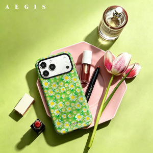 Potdemiel | Green Daisy Tile Double Layer Hard Shell for iPhone 17 16 15 14 Plus 13 Pro Max Anti-Drop Shockproof PC Case