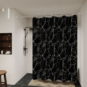Fashionable and versatile black marble bathroom partition curtain bathroom shower curtain and toilet partition shielding curta