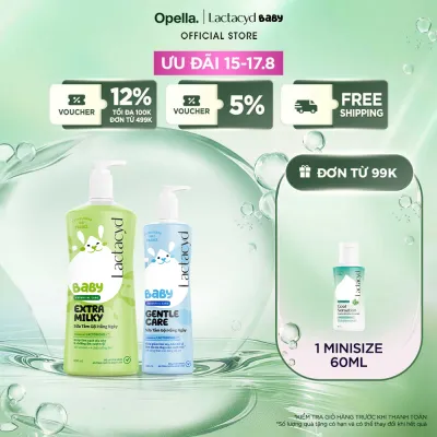 Bộ Sữa Tắm Gội Trẻ Em Lactacyd Baby Extra Milky Làm Sạch Dịu Nhẹ và Dưỡng Ẩm Vượt Trội Size Jumbo 800ml + Chai Sữa Tắm Gội Trẻ Em Gentle Care 500ml