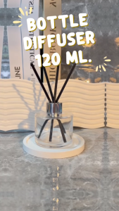 ้็Hombkk ขวดน้ำหอมก้านไม้ ขวดกลมใสขนาด 120 ml.พร้อมจุกฝารู ฝาสีเงิน