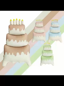 60 inches Birthday cake Standing base matte foil balloon ins style retro cake foil with candle birthday party decoration