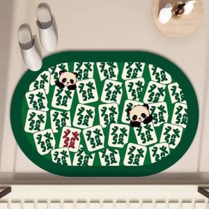 VIKAMA Get Rich Chinese Character Irregular Doormat Non‑Slip Cute Floor Mat for Entryway Bathroom Indoor Home Decor