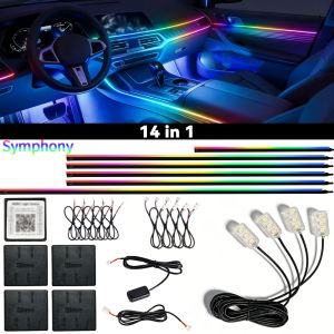 6/10/14/18/22 In1 Car Acrylic LED Ambient Lamps Universal Colorful Atmosphere Lights Auto Interior Neon Strip App Control RGB