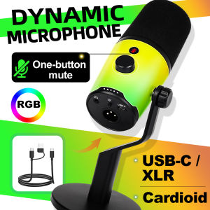 G-MARK | G-MARK USB Dynamic Microphone PC Computer Cardioid Podcast Mic Video Streaming RGB Mute