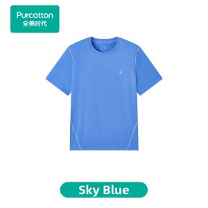 Purcotton | Summer Mens Knitted Round Neck Cool Feeling T-Shirt