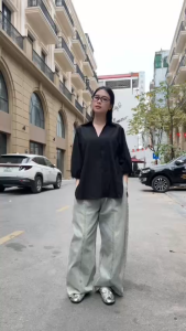 Áo sơ mi dáng rộng che khuyết điểm toàn thân thiết kế cách điệu áo sơ mi tay lửng nữ cá tính thiểu thư bigsize SM20