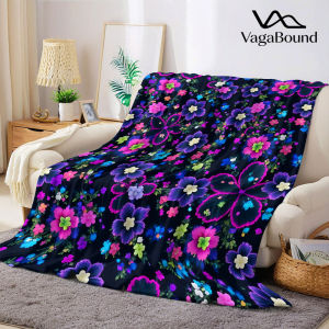 BILIBILI | Neon Florals Flannel Blanket Warm Soft Halloween Christmas Decorative Couch Warm Cozy All-Season Gift