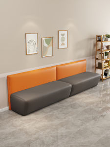 Nordic Style Small Sofa Waiting Area Reception Commercial Office Leisure Long Sofa Bench Storage Function Solid Wood Frame
