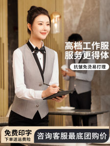 Long Sleeve Dining Service Uniform Jacket for Restaurant Hotel KTV Manager Workwear Orange Color Polyester Material