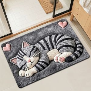 VIKAMA Cute Animal Bathroom Floor Mat Soft Non-Slip Bathroom Door Mat Bedroom Entrance Carpet Pet Lover Home Decor