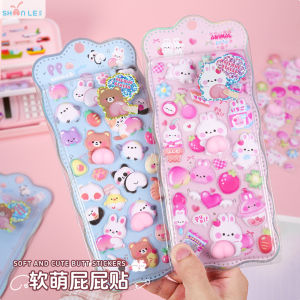 Cute Rabbit Butt Stickers Soft Adorable Stress Relief DIY Mobile Phone Case Decorative Decals Gifts for Children And Babies