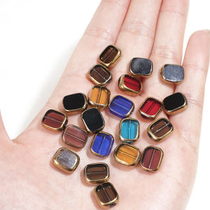 ลูกปัดสีทองแก้วทรงรีสีขนาด6X9มม. สำหรับทำมือสร้อยข้อมือสร้อยคอต่างหูพวงกุญแจอุปกรณ์การทำเครื่องประดับหัตถกรรมแบบทำมือ